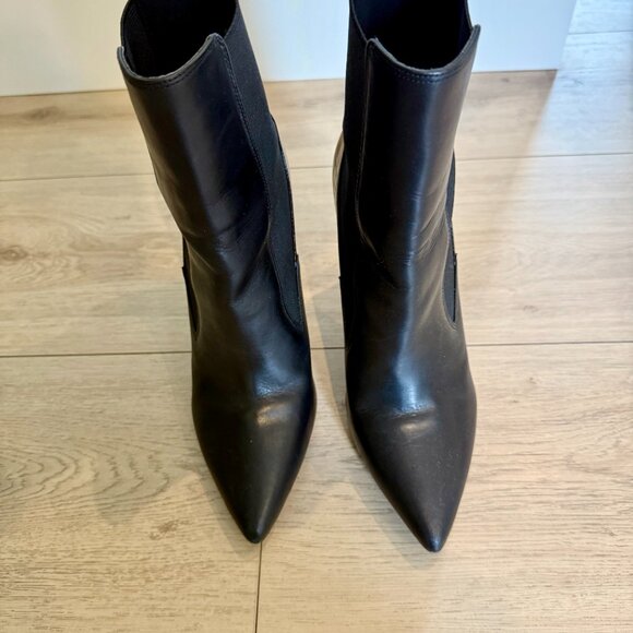 Nine West Black Leather Booties 7.5 - Picture 2 of 6